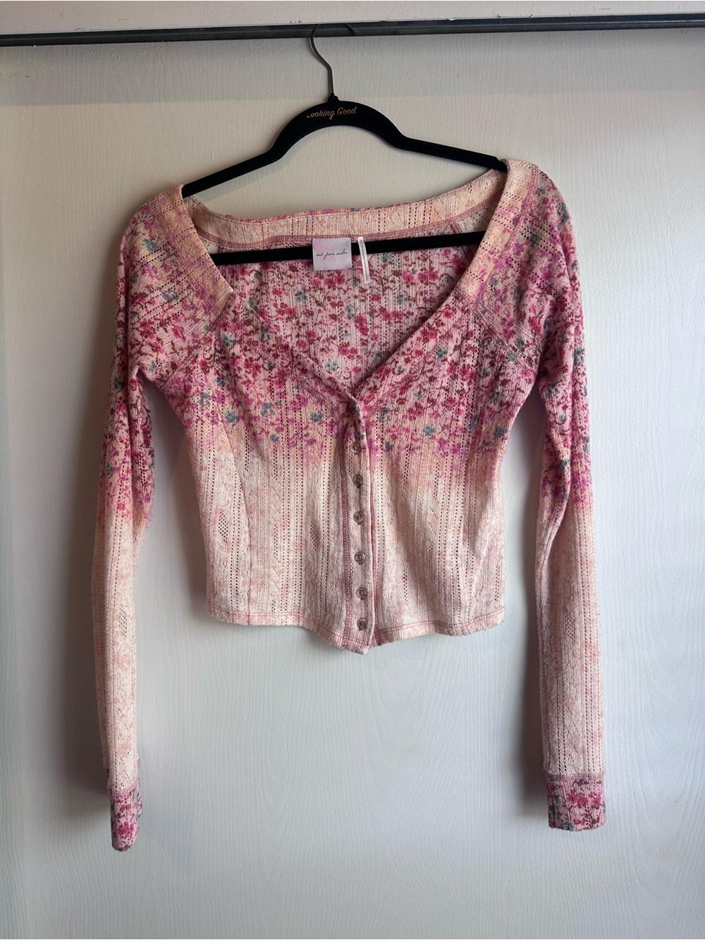 Urban Outfitters Pink and Cream Floral Ombre Button Cardigan worn once